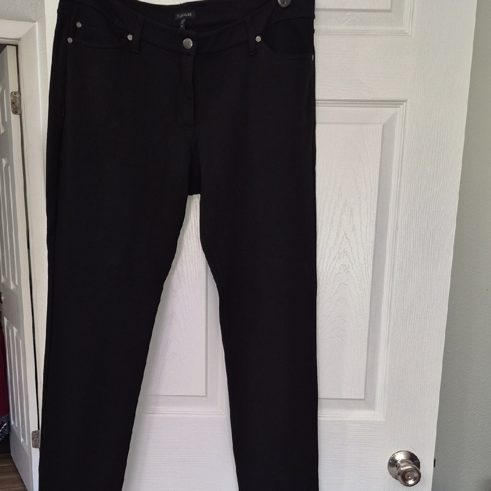 EUC Eileen Fisher Black 5 Pocket Zipper Fly Ponte Knit Pants Size 16
